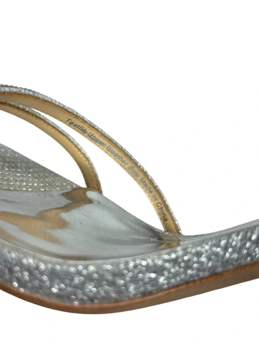 BADGLEY MISCHKA FIREY RHINESTONE SILVER BLOCK HEEL OPEN TOE HEELS